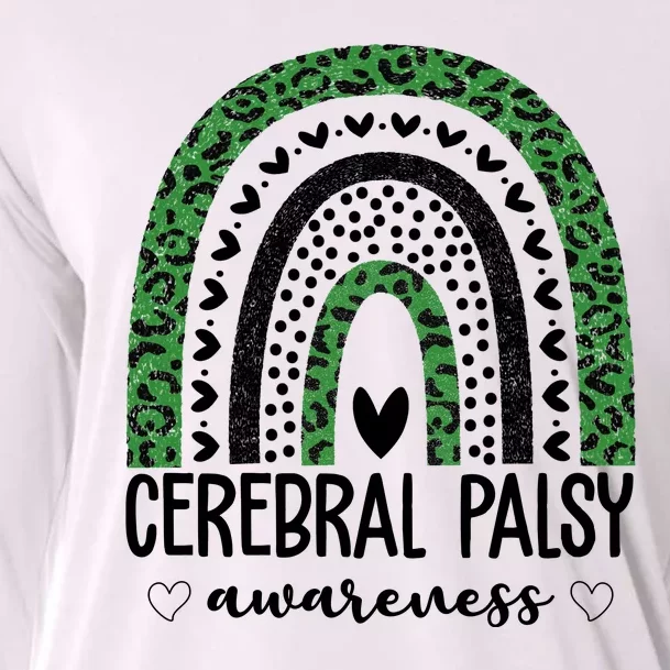 Cerebral Palsy Awareness Rainbow Heart Cooling Performance Long Sleeve Crew