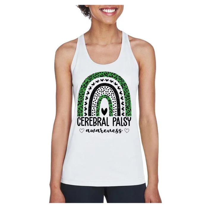 Cerebral Palsy Awareness Rainbow Heart Women's Racerback Tank