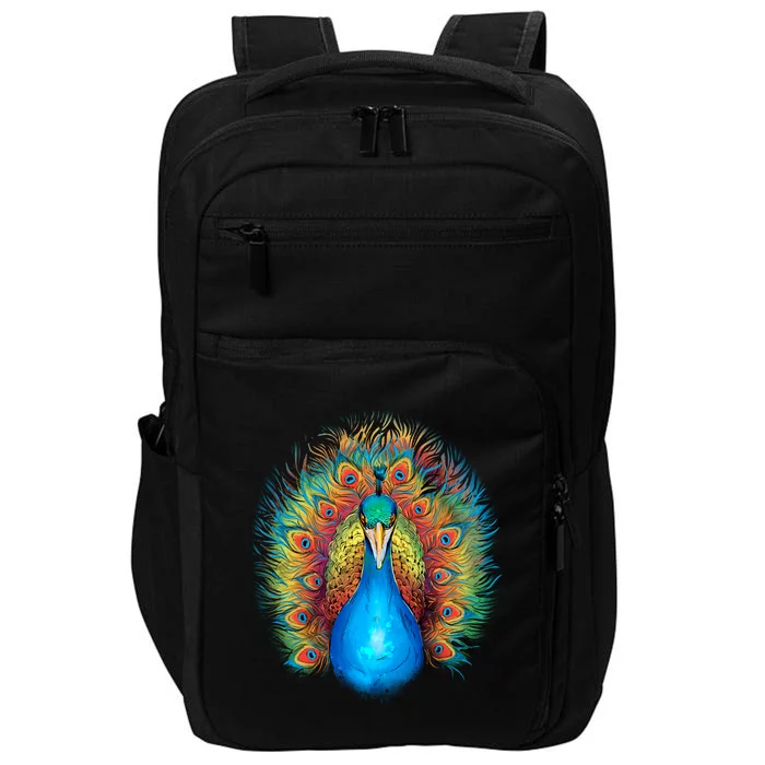 Colorful Peacock Art Impact Tech Backpack