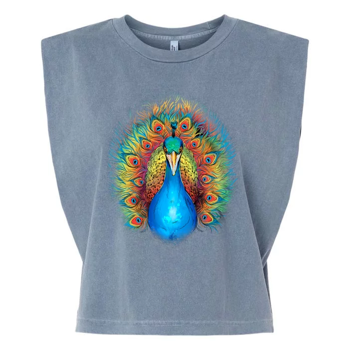 Colorful Peacock Art Garment-Dyed Women's Muscle Tee