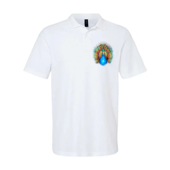 Colorful Peacock Art Softstyle Adult Sport Polo