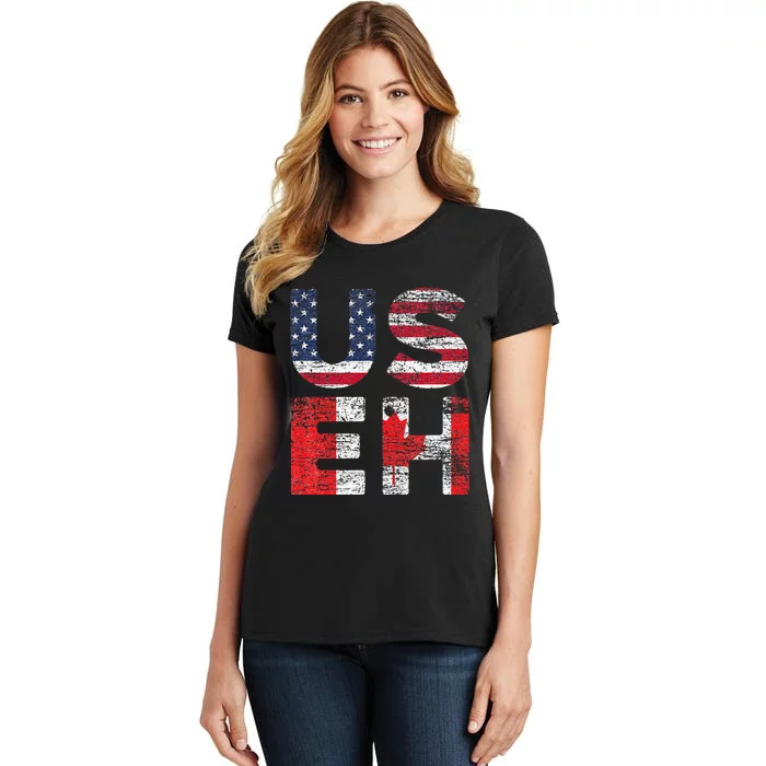 Canadian Pride American USA USEH US Flag Canada Women's T-Shirt