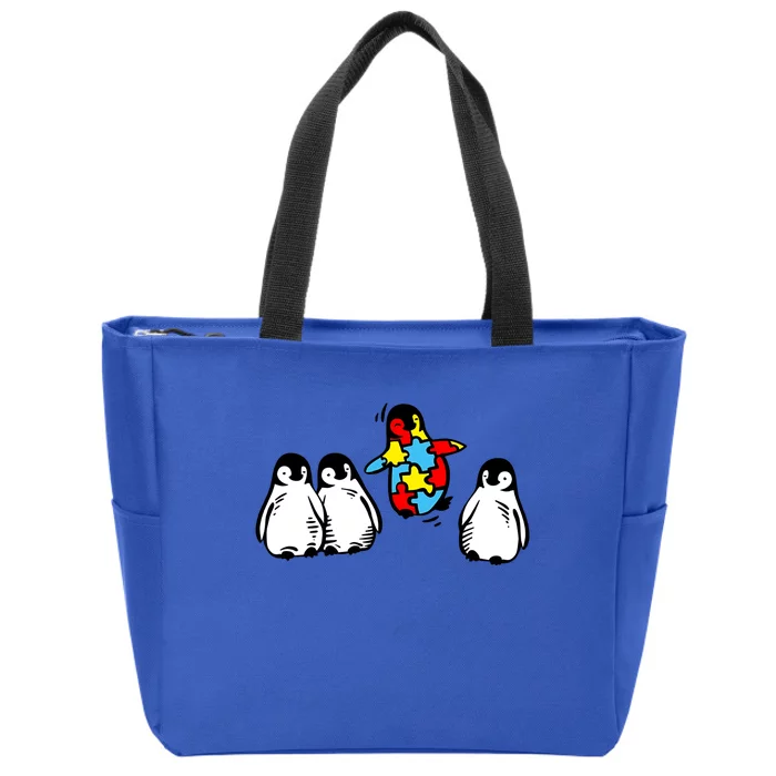 Cute Penguin Autism Awareness Neurodiversity Zip Tote Bag