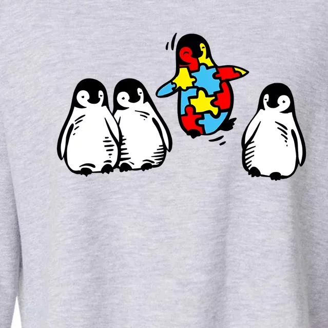 Cute Penguin Autism Awareness Neurodiversity Cropped Pullover Crew