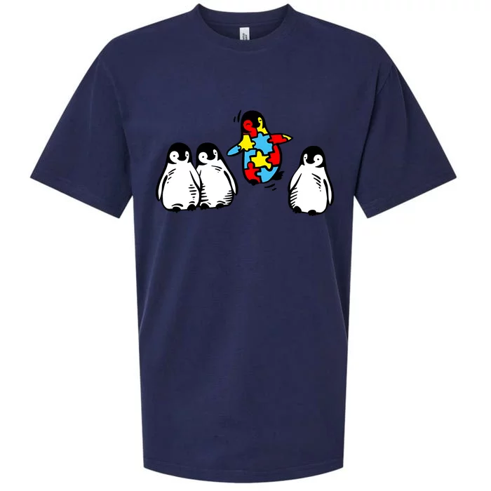 Cute Penguin Autism Awareness Neurodiversity Sueded Cloud Jersey T-Shirt