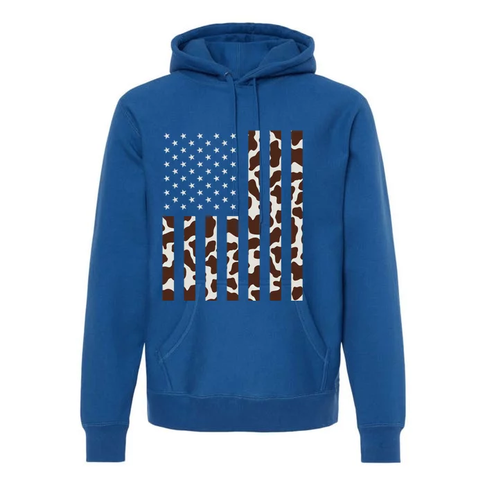 Cow Print American Flag Cute Gift Country Cool Gift Patriotic Gift Premium Hoodie