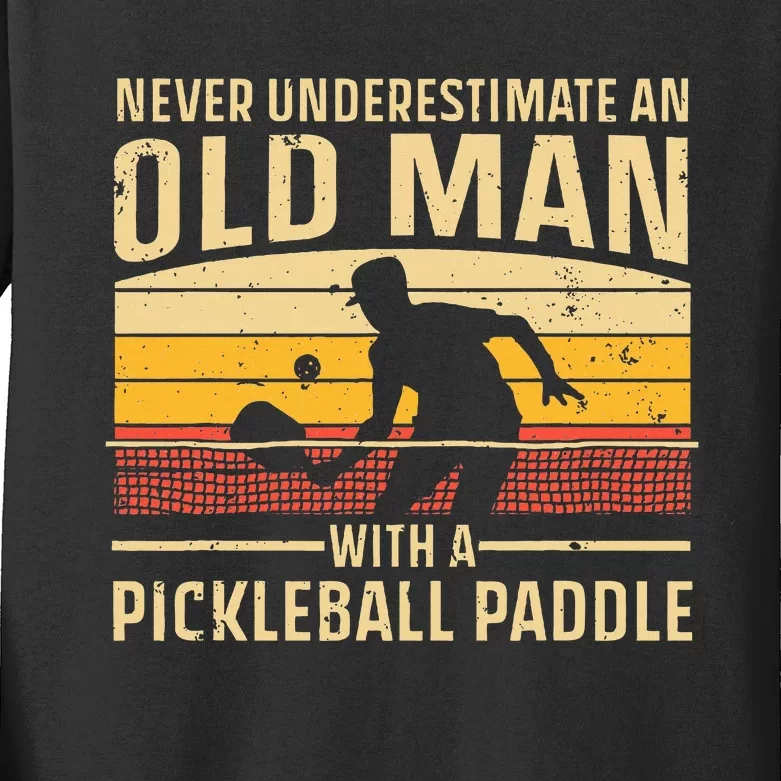 Cool Pickleball Art For Women Paddle Pickleball Player Kids Long Sleeve Shirt