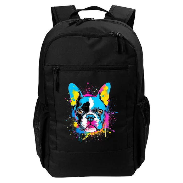 Colorful Pop Art Boston Terrier Lover Portrait Daily Commute Backpack