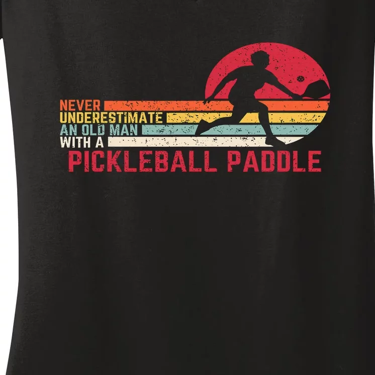 Cool Pickleball Art Paddle Pickleball Player Women's V-Neck T-Shirt