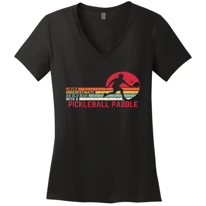 Cool Pickleball Art Paddle Pickleball Player Women's V-Neck T-Shirt