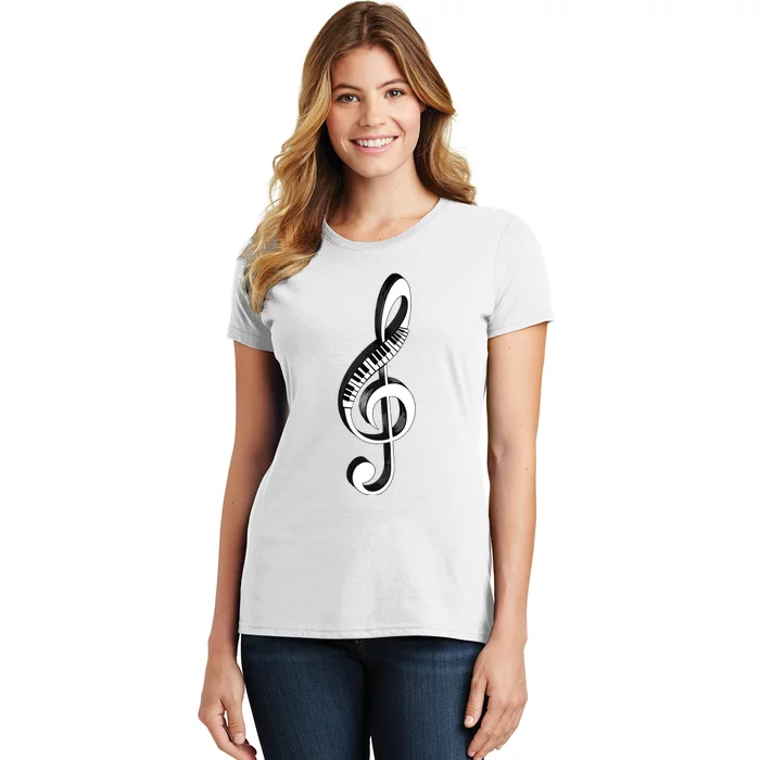 Cool Piano Art Men Women Musical Notes Piano Player Treble Women's T-Shirt