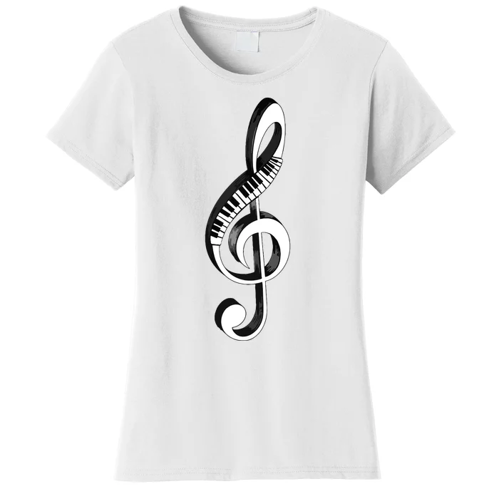 Cool Piano Art Men Women Musical Notes Piano Player Treble Women's T-Shirt