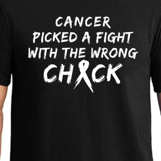 Cancer Picked A Fight With The Wrong Chick Breast Cancer Warrior Awareness Pink Pajama Set