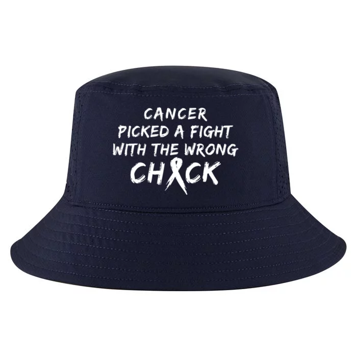 Cancer Picked A Fight With The Wrong Chick Breast Cancer Warrior Awareness Pink Cool Comfort Performance Bucket Hat