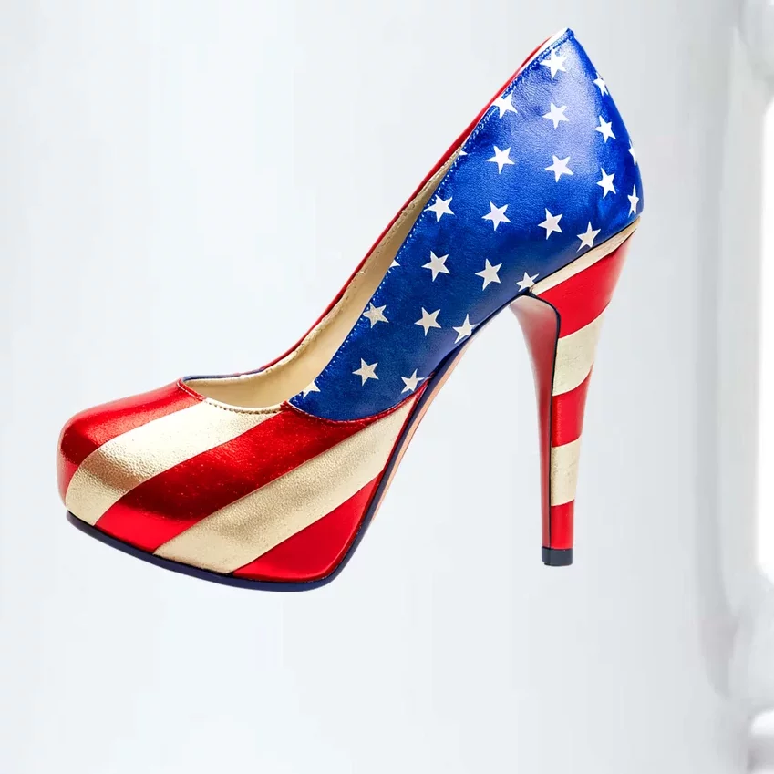 Cute Patriotic American Usa Flag Heels Shoes Black Color Changing Mug