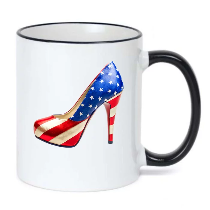 Cute Patriotic American Usa Flag Heels Shoes Black Color Changing Mug