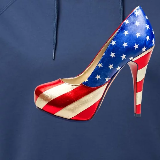 Cute Patriotic American Usa Flag Heels Shoes Performance Fleece Hoodie