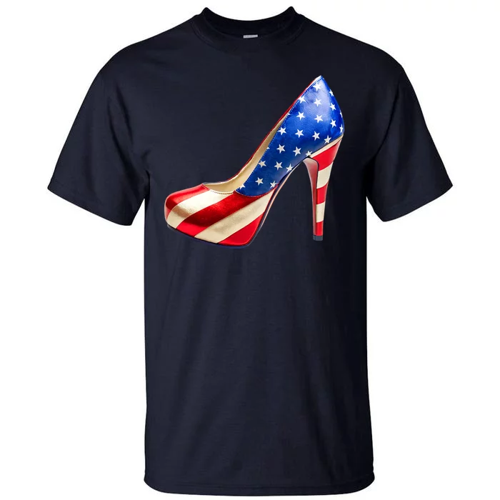 Cute Patriotic American Usa Flag Heels Shoes Tall T-Shirt