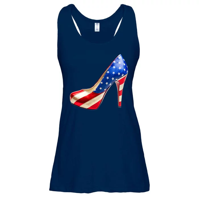 Cute Patriotic American Usa Flag Heels Shoes Ladies Essential Flowy Tank