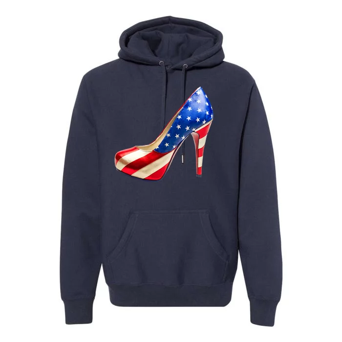 Cute Patriotic American Usa Flag Heels Shoes Premium Hoodie