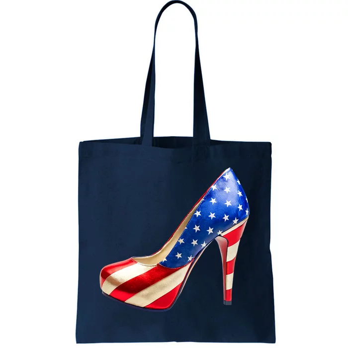 Cute Patriotic American Usa Flag Heels Shoes Tote Bag