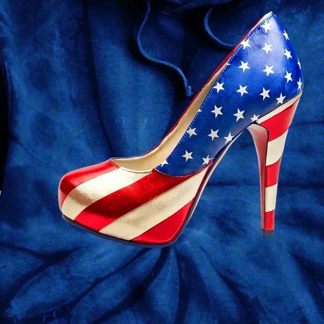 Cute Patriotic American Usa Flag Heels Shoes Tie Dye Hoodie