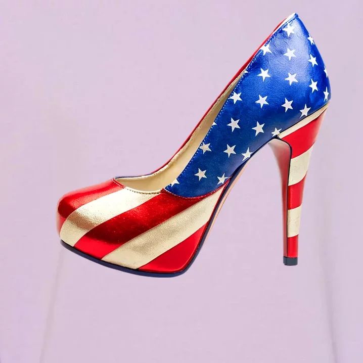 Cute Patriotic American Usa Flag Heels Shoes Garment-Dyed Sweatshirt