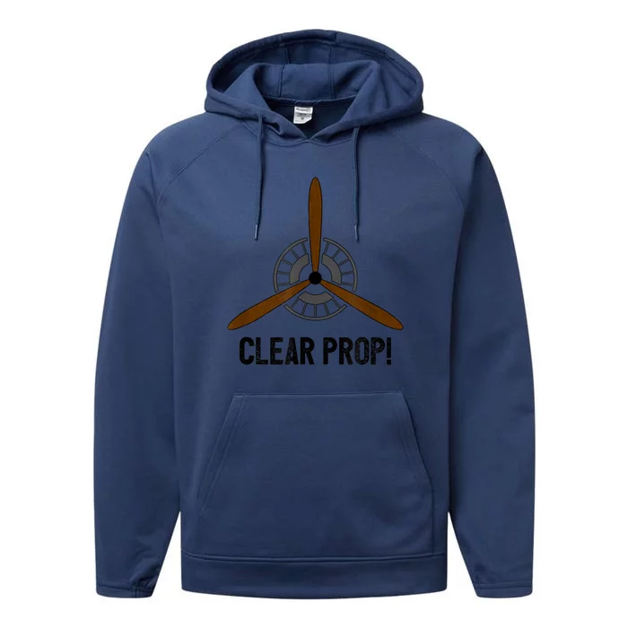 Clear Prop Aviation Airplane Pilot Propeller Performance Fleece Hoodie