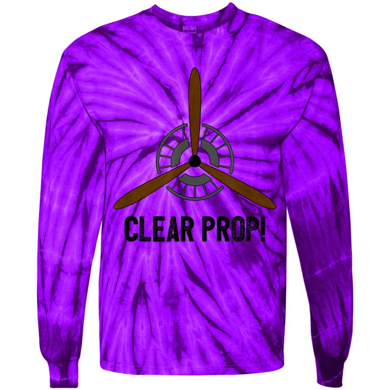 Clear Prop Aviation Airplane Pilot Propeller Tie-Dye Long Sleeve Shirt