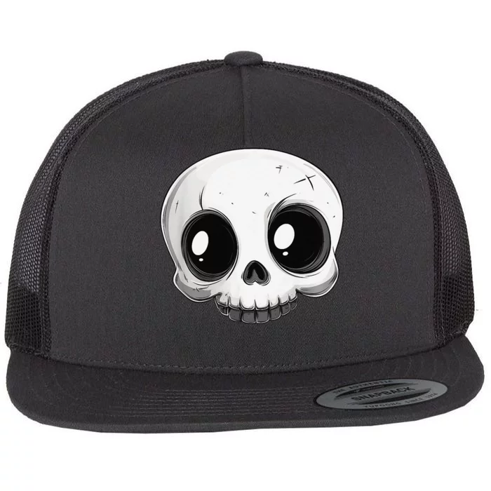 Cute Playful And Stylish Skull For Halloween Or Anytime Flat Bill Trucker Hat