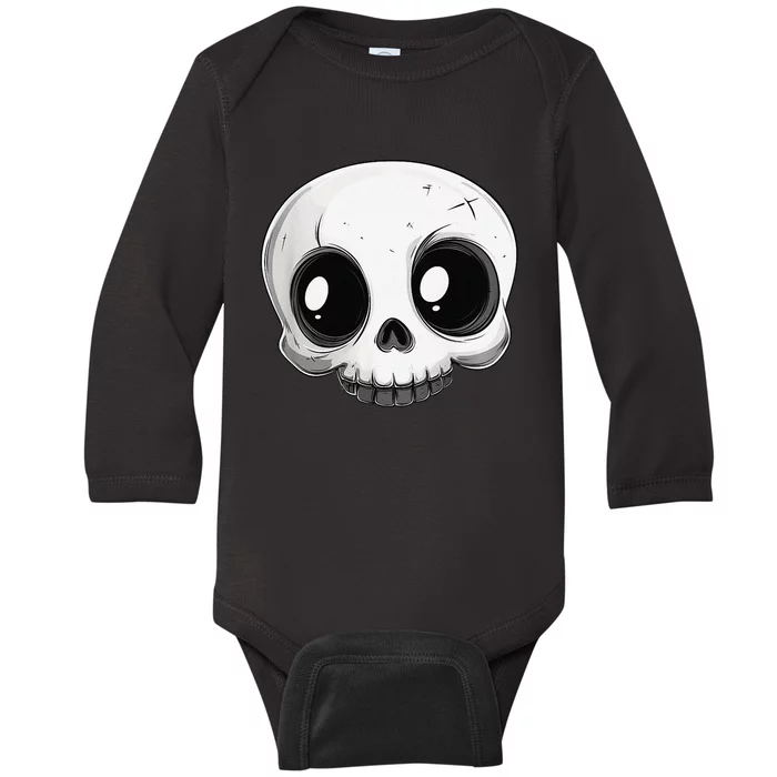 Cute Playful And Stylish Skull For Halloween Or Anytime Baby Long Sleeve Bodysuit