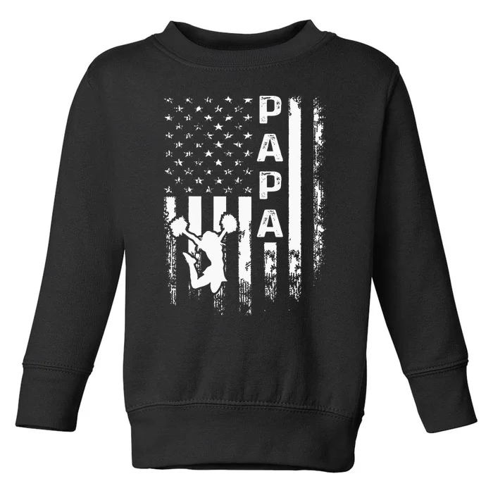 Cheer Papa American Flag Cheerleading Cheerleader Toddler Sweatshirt