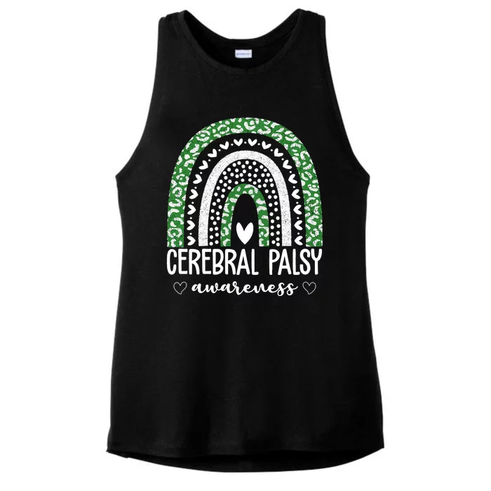 Cerebral Palsy Awareness Rainbow Ladies Tri-Blend Wicking Tank