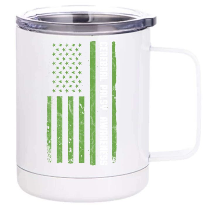 Cerebral Palsy Awareness Month American Flag Cp Gift Front & Back 12oz Stainless Steel Tumbler Cup