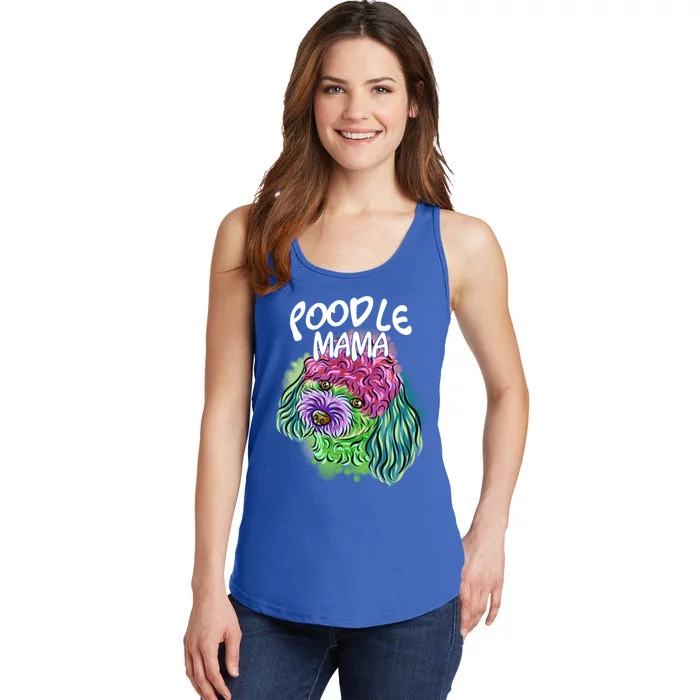 Colorful Pop Art Portrait Poodle Dog Mom Mama Mothers Day Cool Gift Ladies Essential Tank