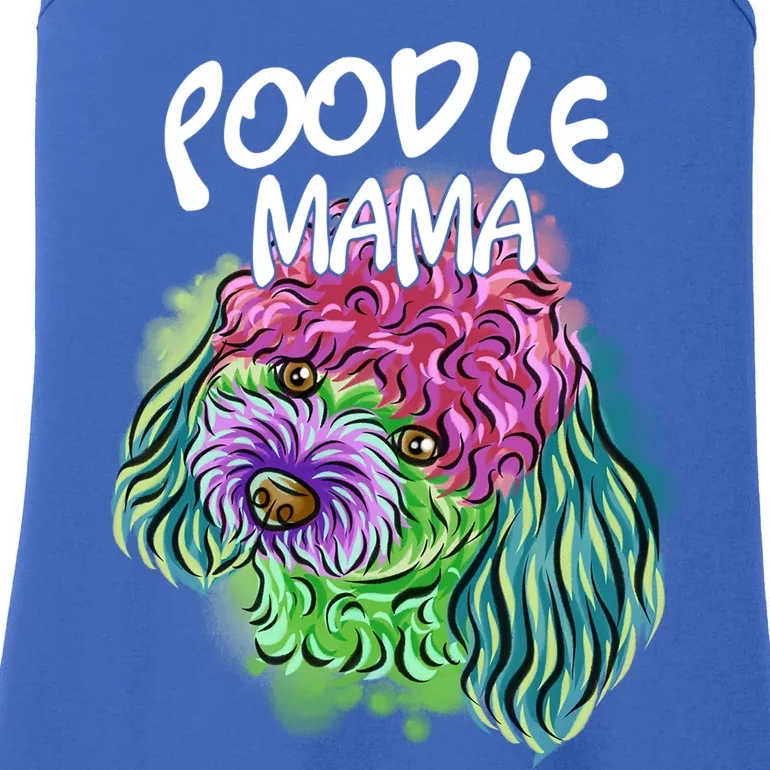 Colorful Pop Art Portrait Poodle Dog Mom Mama Mothers Day Cool Gift Ladies Essential Tank