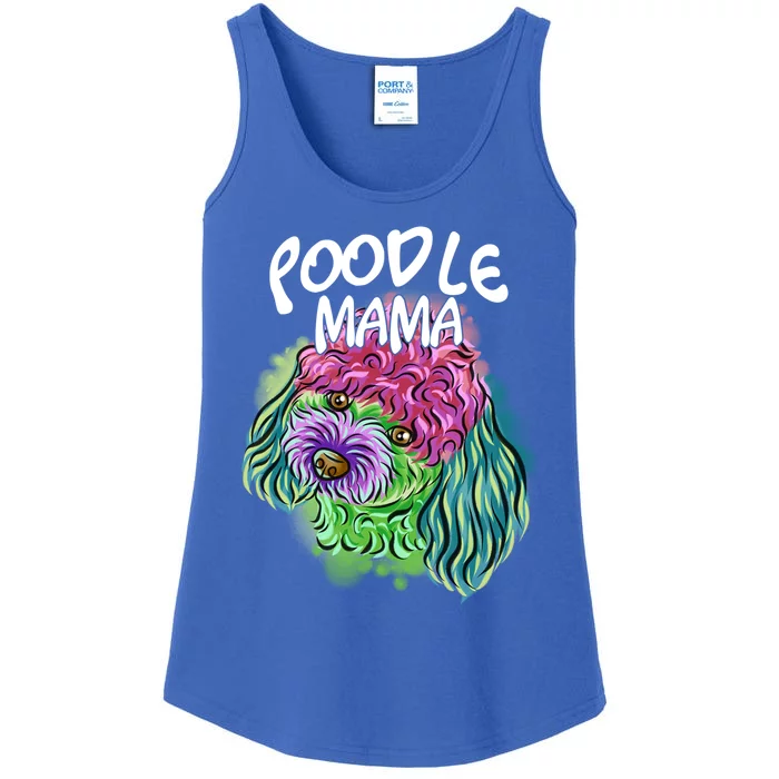 Colorful Pop Art Portrait Poodle Dog Mom Mama Mothers Day Cool Gift Ladies Essential Tank