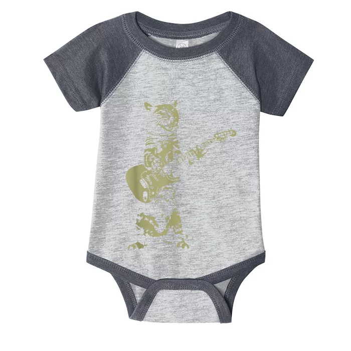 Cat Playing Acoustic Guitar Cool Musician funny Guitarist Infant Baby Jersey Bodysuit