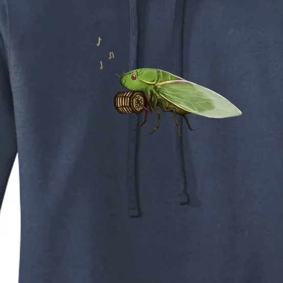 Cicada Playing A Squeezebox Women's Pullover Hoodie