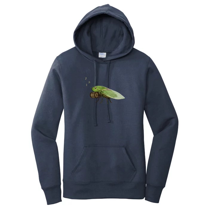 Cicada Playing A Squeezebox Women's Pullover Hoodie