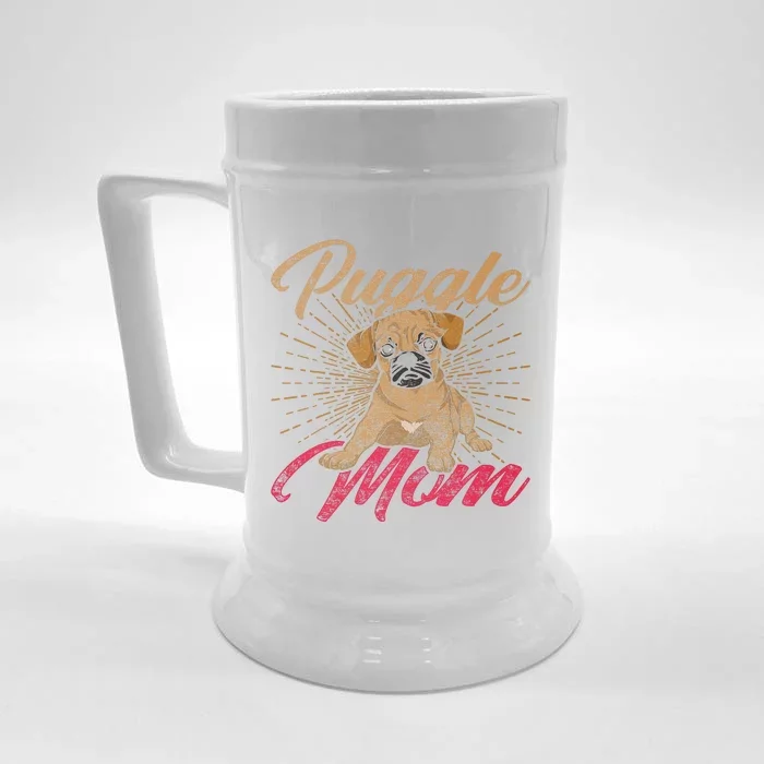 Cute Pet Animal Dog Lover Puggle Mom Mothers Day Puggle Front & Back Beer Stein