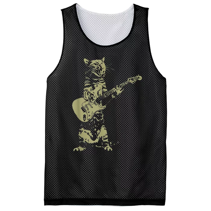 Cat Playing Acoustic Guitar Cool Musician Guitarist Mesh Reversible Basketball Jersey Tank