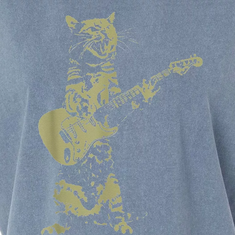 Cat Playing Acoustic Guitar Cool Musician Guitarist Garment-Dyed Women's Muscle Tee