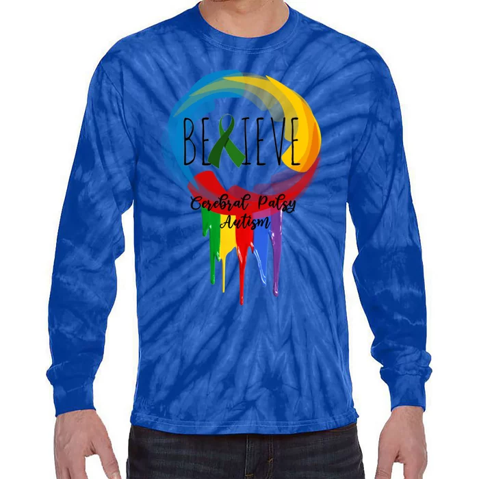 Cerebral Palsy Autism Awareness Dreamcatcher Gift Tie-Dye Long Sleeve Shirt