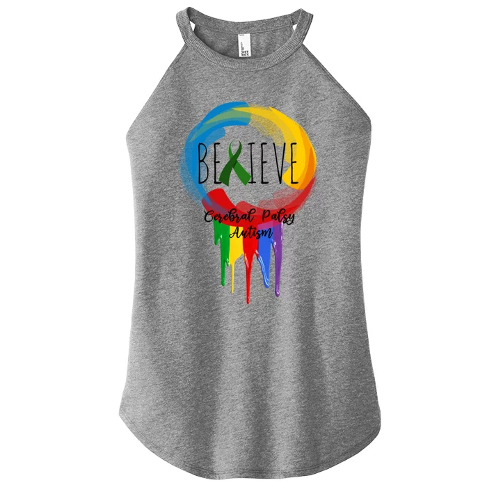 Cerebral Palsy Autism Awareness Dreamcatcher Gift Women’s Perfect Tri Rocker Tank