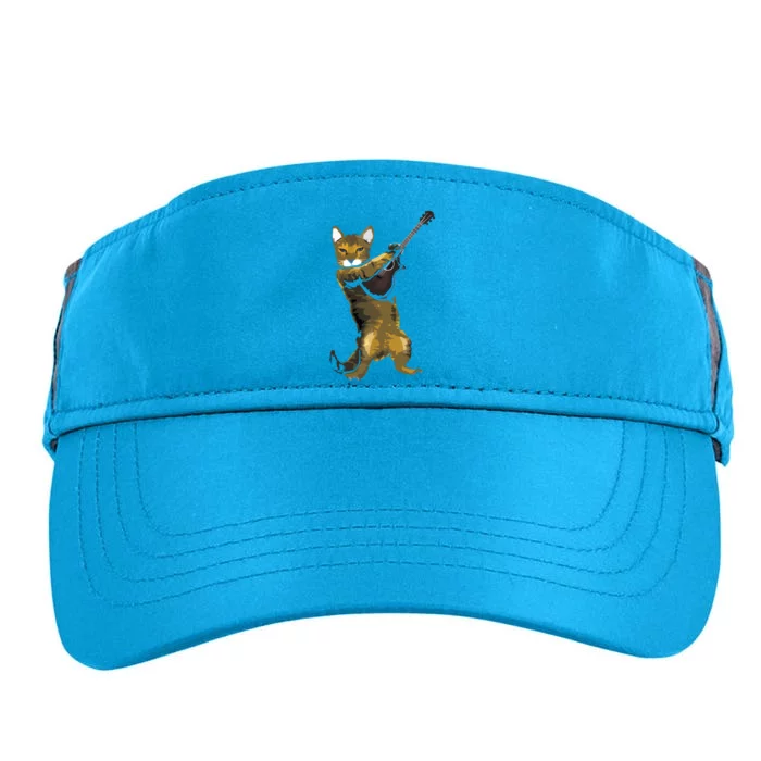 Cat Playing Acoustic Guitar Musician Adult Drive Performance Visor