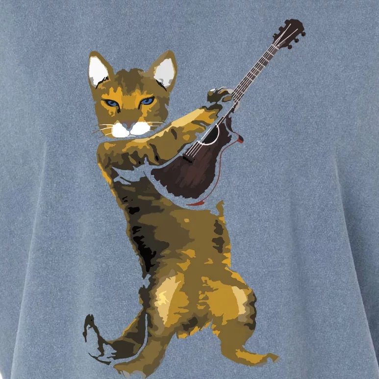 Cat Playing Acoustic Guitar Musician Garment-Dyed Women's Muscle Tee