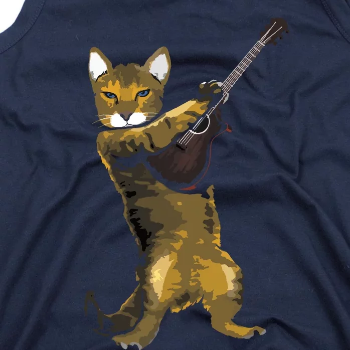 Cat Playing Acoustic Guitar Musician Tank Top