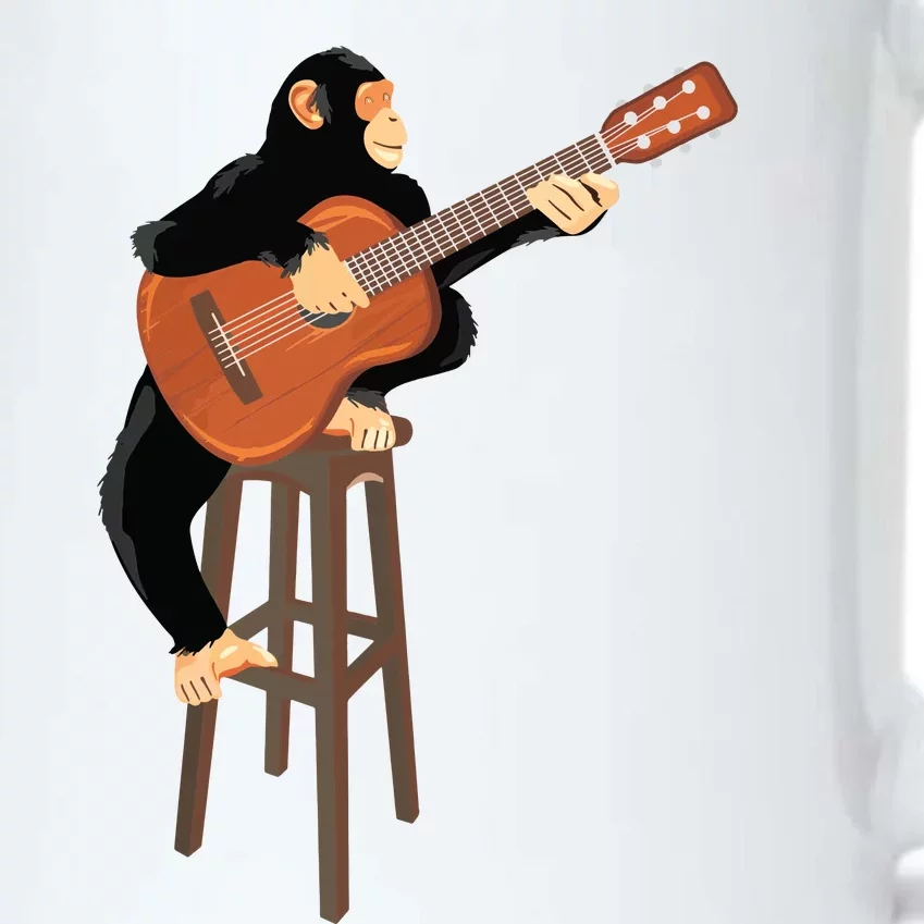 Chimpanzee Playing Acoustic Guitar Funny Monkey Black Color Changing Mug