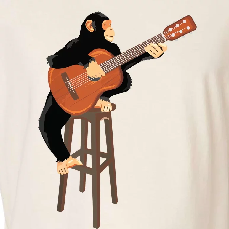 Chimpanzee Playing Acoustic Guitar Funny Monkey Garment-Dyed Women's Muscle Tee